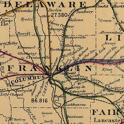 New rail road map of Ohio prepared by H. Sabine, Commissioner of Rail Roads &amp; Telegraphs, 1882