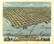 Bird's-eye-view of the city of Sandusky, Ohio by A. Ruger, 1870
