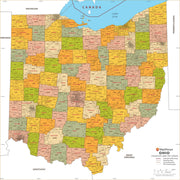 Ohio Zip Code Map with Counties