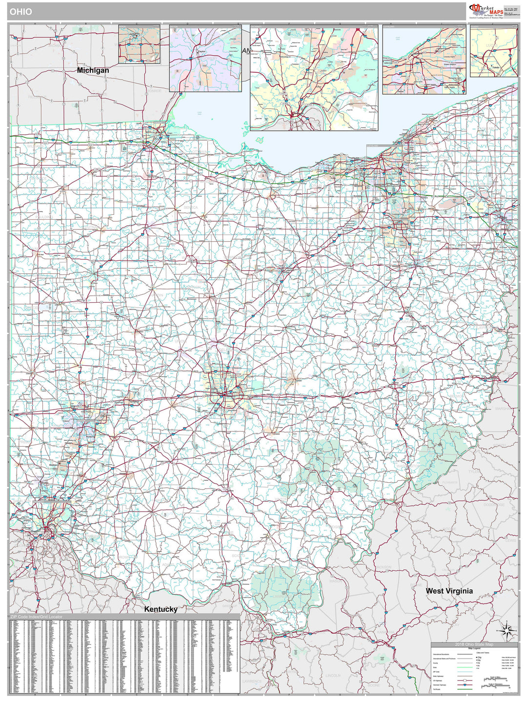 Premium Style Wall Map of Ohio