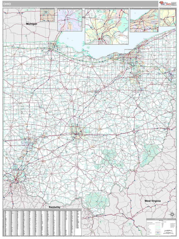 Premium Style Wall Map of Ohio by Market Maps