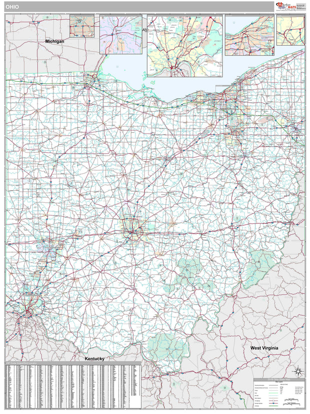 Premium Style Wall Map of Ohio by Market Maps – American Map Store