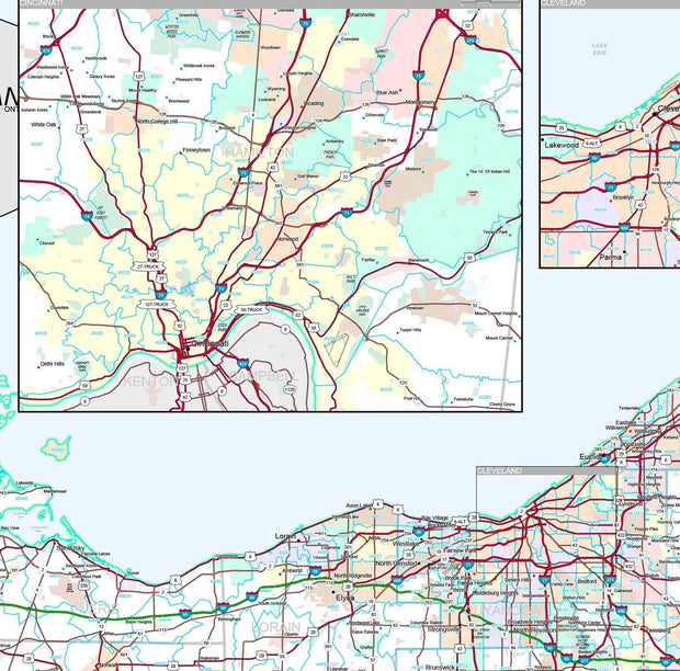 Premium Style Wall Map of Ohio by Market Maps