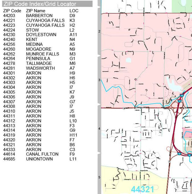 Premium Style Wall Map of Akron by Market Maps