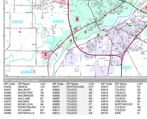Premium Style Wall Map of Toledo, OH by Market Maps