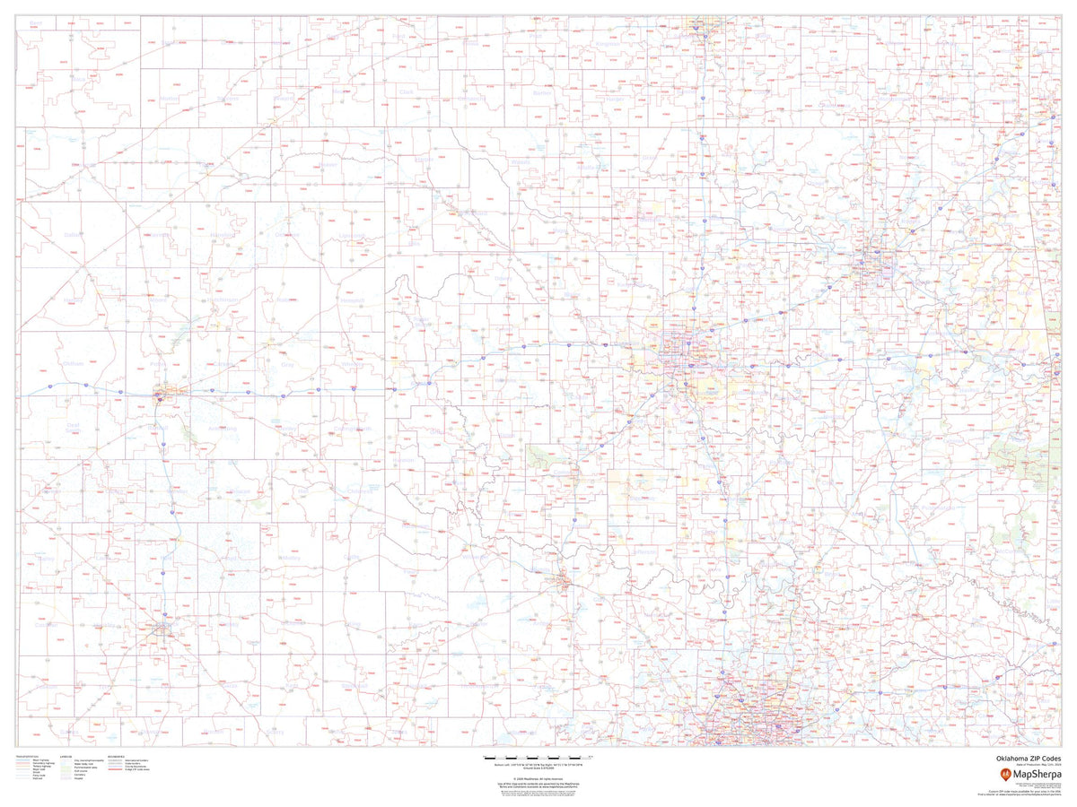 Oklahoma Zip Code Map – American Map Store