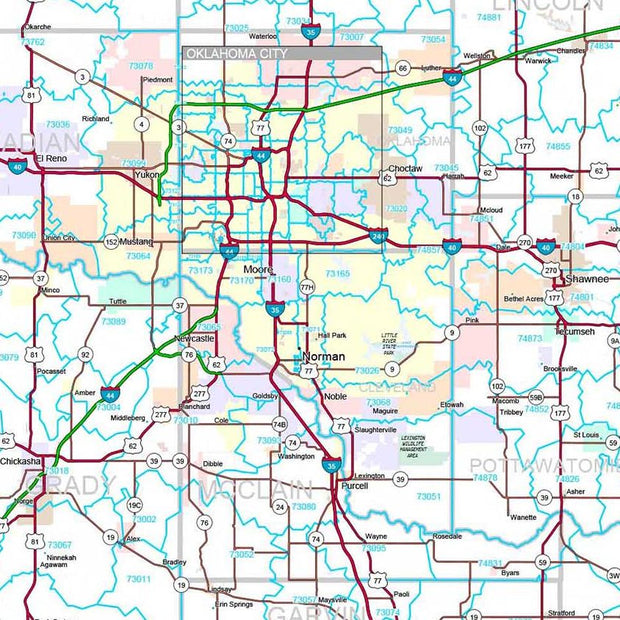 Premium Style Wall Map of Oklahoma by Market Maps