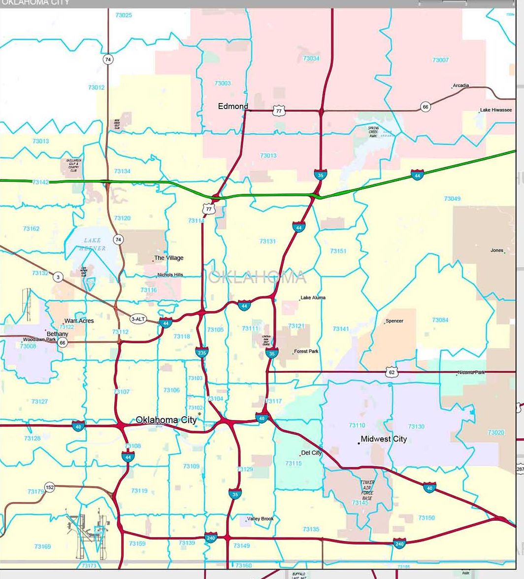 Premium Style Wall Map of Oklahoma