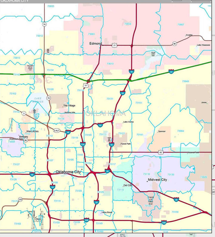 Premium Style Wall Map of Oklahoma