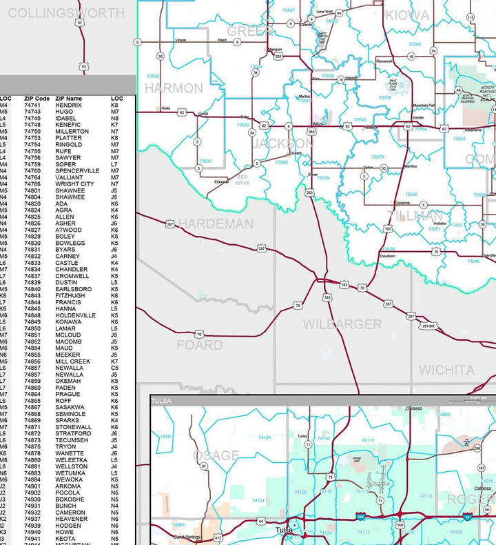 Premium Style Wall Map of Oklahoma