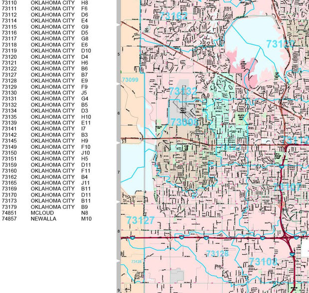 Premium Style Wall Map of Oklahoma City, OK by Market Maps