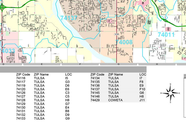 Premium Style Wall Map of Tulsa, OK by Market Maps