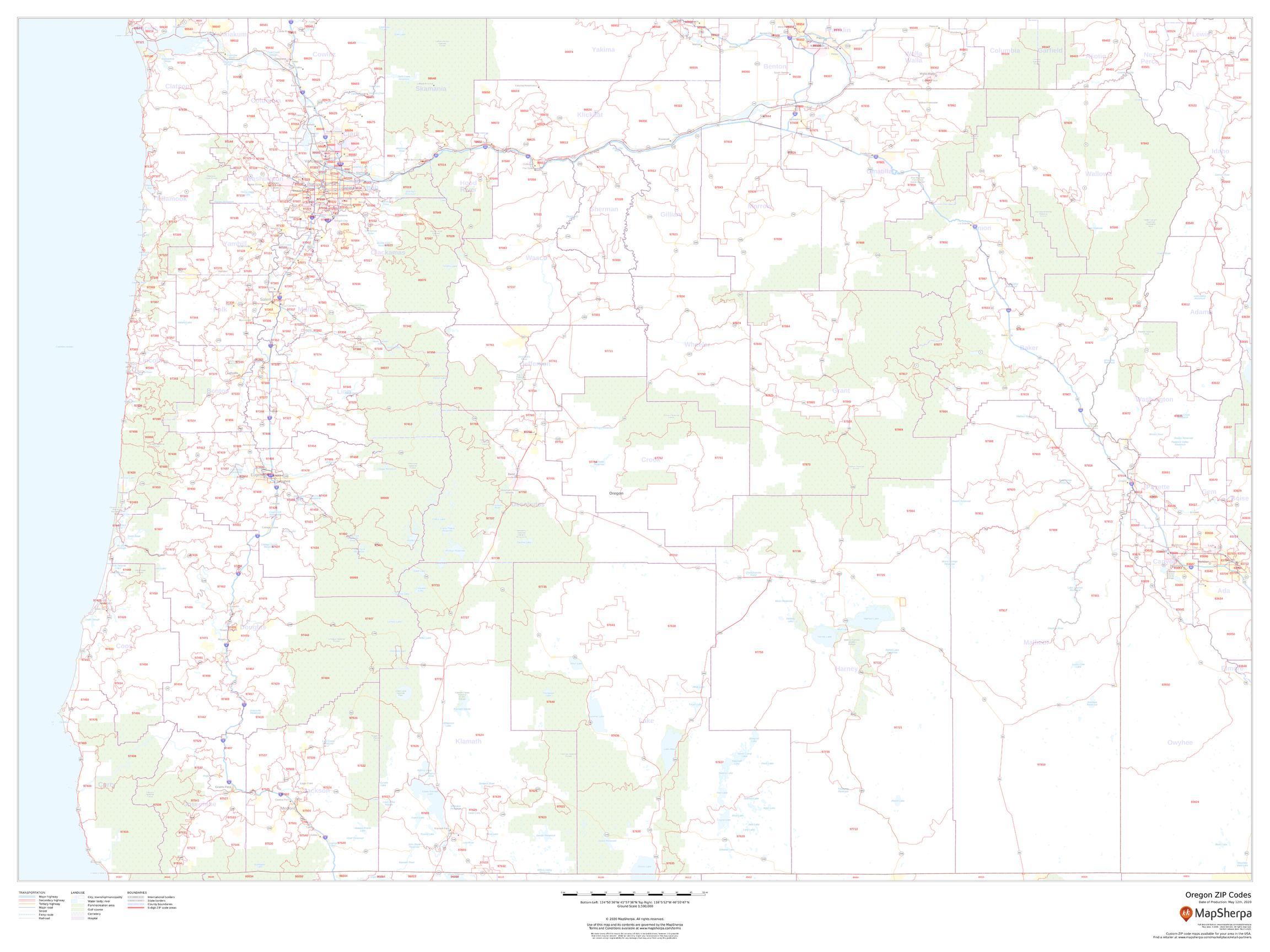 8500 Postcode Oregon State Zip Code Map