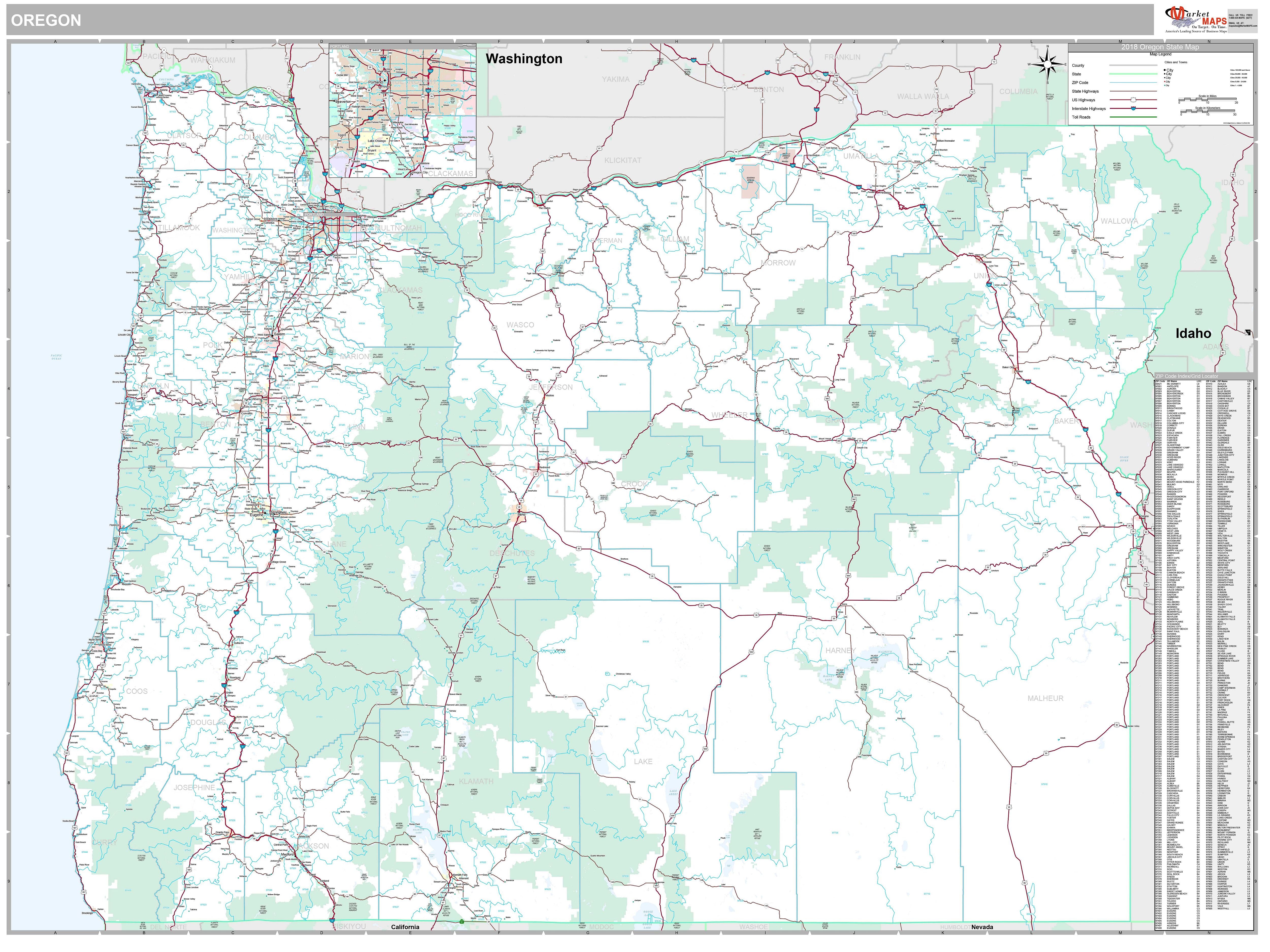 Premium Style Wall Map of Oregon – American Map Store