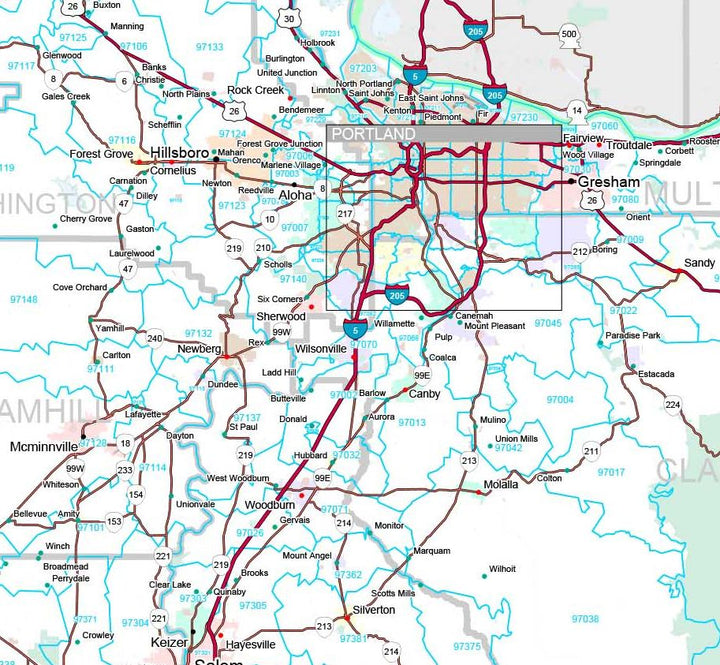 Premium Style Wall Map of Oregon