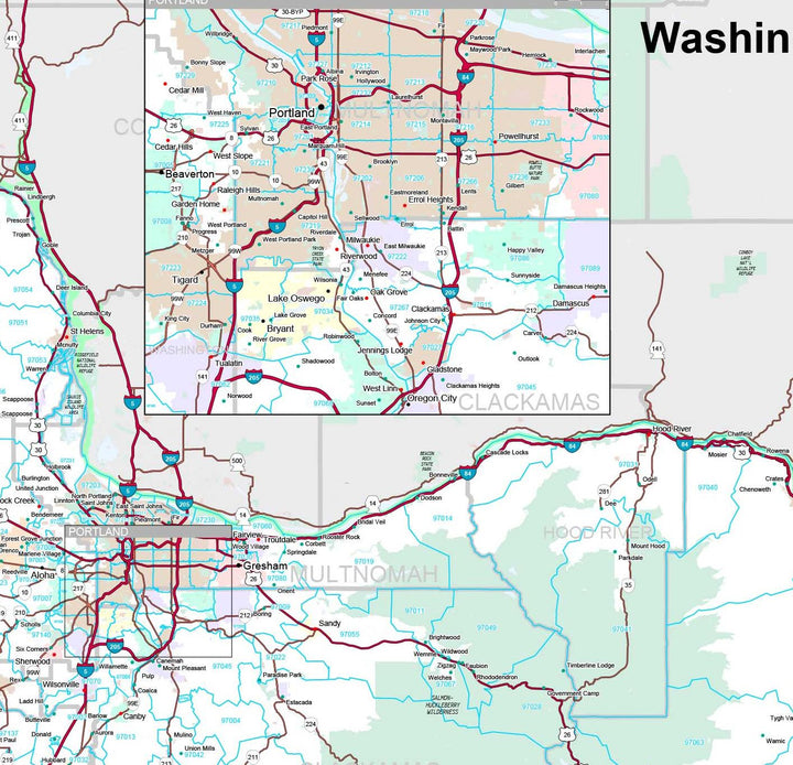 Premium Style Wall Map of Oregon