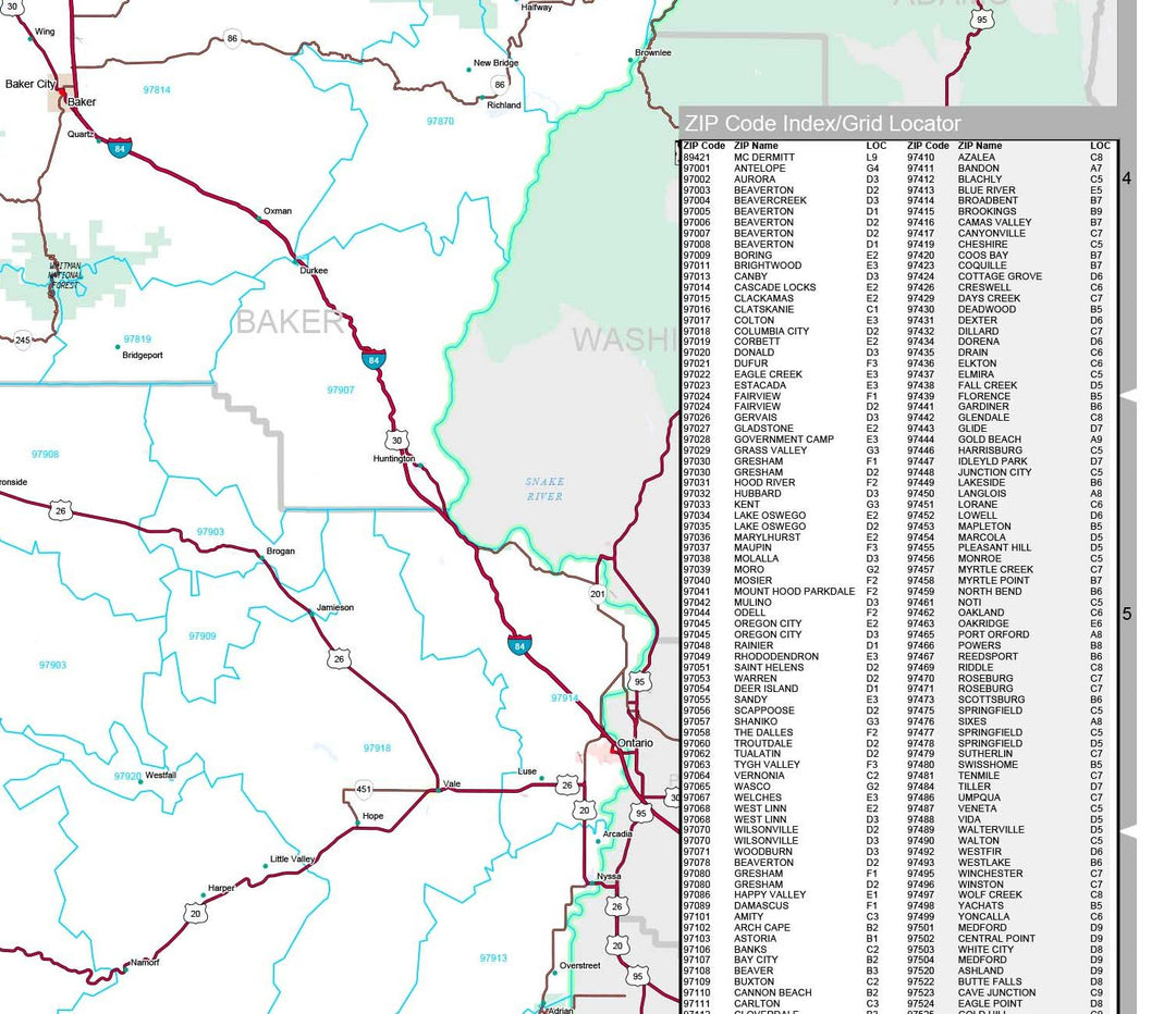 Premium Style Wall Map of Oregon