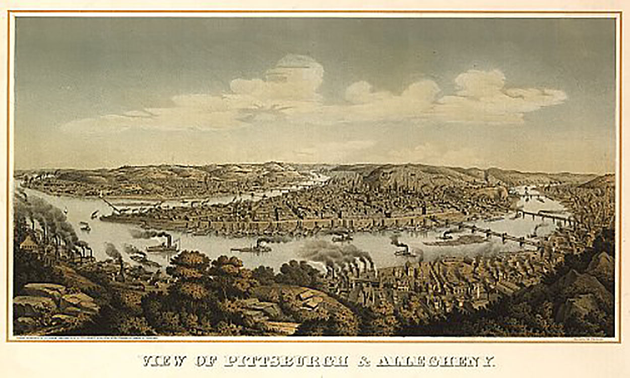 View of Pittsburgh & Allegheny by Otto Krebs, 1874