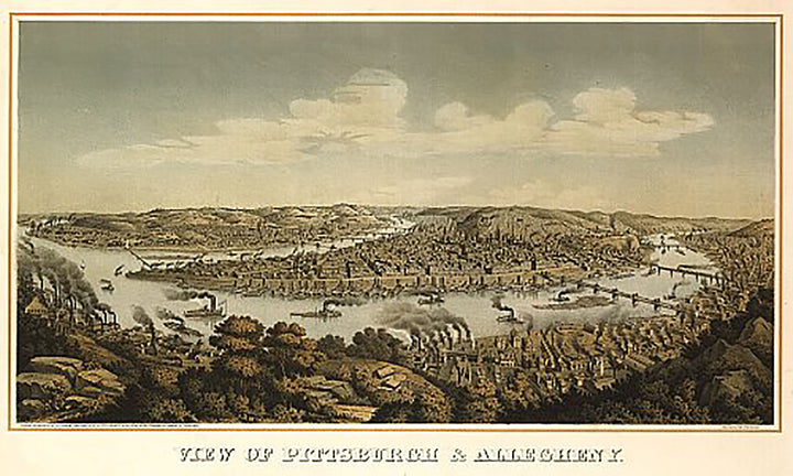 View of Pittsburgh &amp; Allegheny by Otto Krebs, 1874
