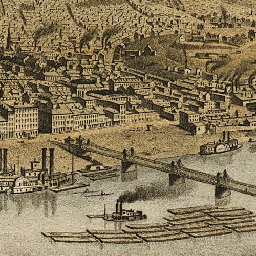 View of Pittsburgh &amp; Allegheny by Otto Krebs, 1874