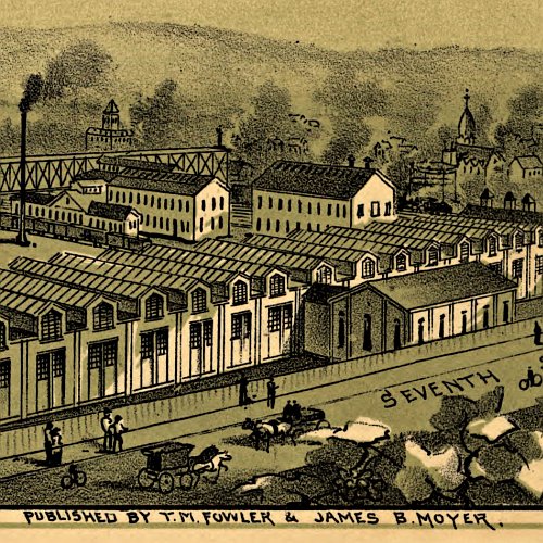 Pennsylvania R.R. Car shops in Altoona, PA by T. M. Fowler, 1895