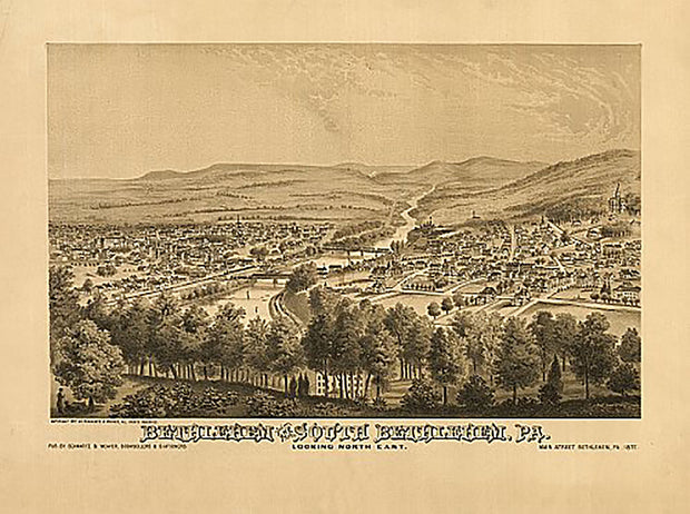 Bethlehem and South Bethlehem, PA by G.A. Rudd, 1877