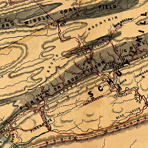 Map of the canals and railroads for transporting coal from the several coal fields to the city of New York, 1856