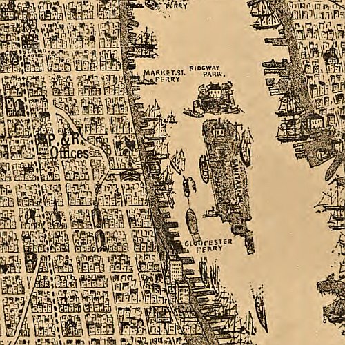 Birds eye view of Philadelphia and vicinity showing location of the Philadelphia &amp; Reading Railroad, 1870(?)