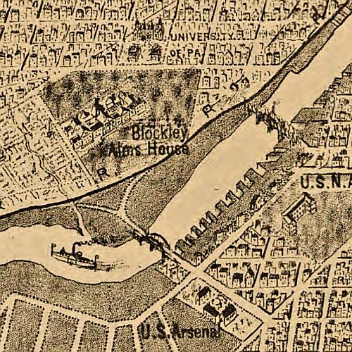 Birds eye view of Philadelphia and vicinity showing location of the Philadelphia &amp; Reading Railroad, 1870(?)
