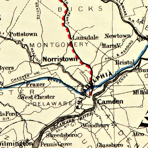 Map showing the Seaboard, Pennsylvania and Western Railroad and its connections by G.W. & C.B. Colton & Co., 1884