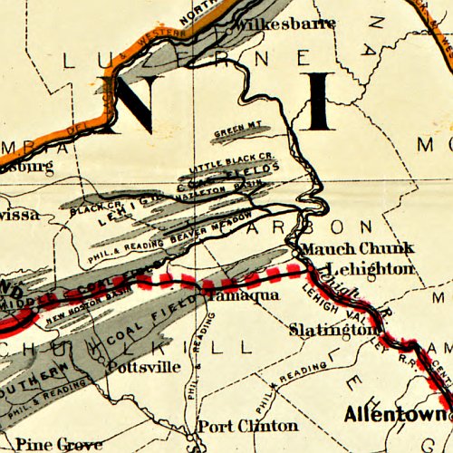 Map showing the Seaboard, Pennsylvania and Western Railroad and its connections by G.W. & C.B. Colton & Co., 1884