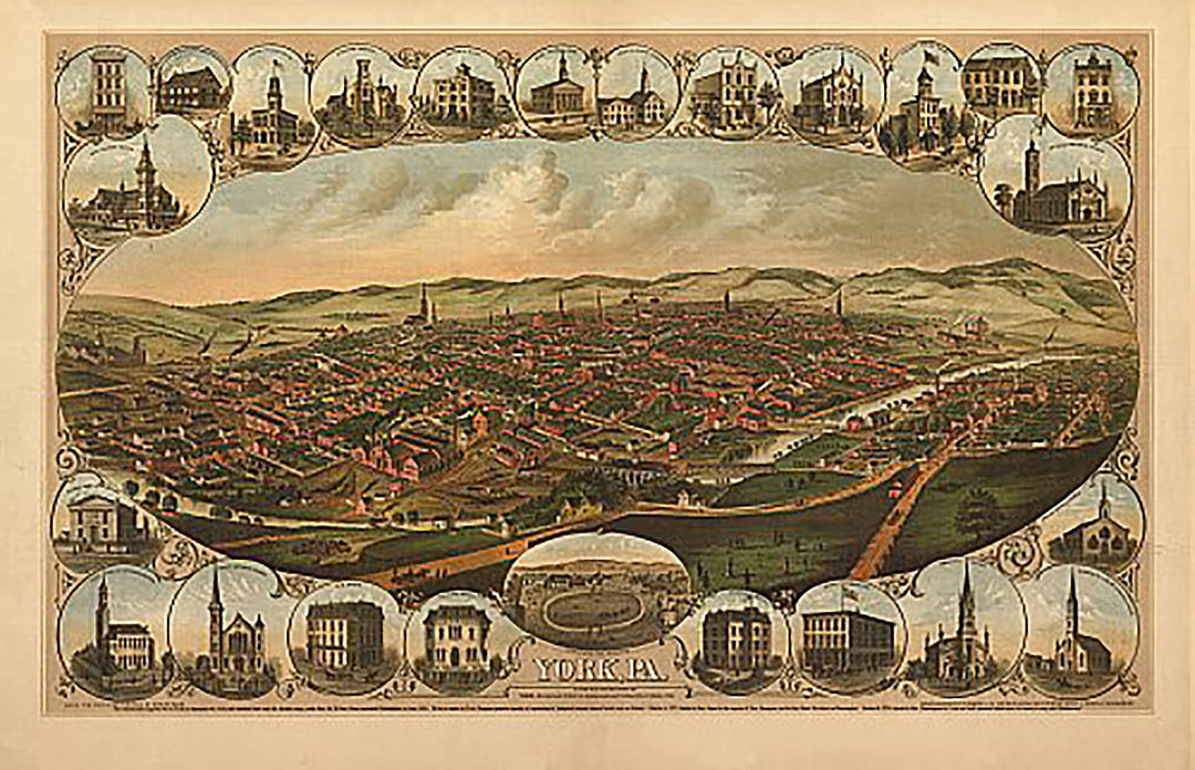 York, Pennsylvania by A. Hoen &amp; Co. lith., Davoust Kern, 1879