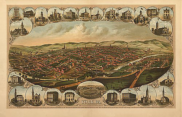 York, Pennsylvania by A. Hoen &amp; Co. lith., Davoust Kern, 1879