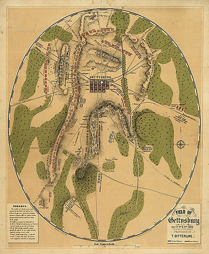 Field of Gettysburg, July 1st, 2nd &amp; 3rd, 1863 by T. Ditterline