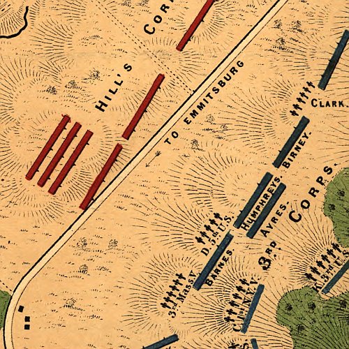 Map of the battle of Gettysburg showing line of battle on the evening of the 2nd by Capt. Wm. H. Willcox