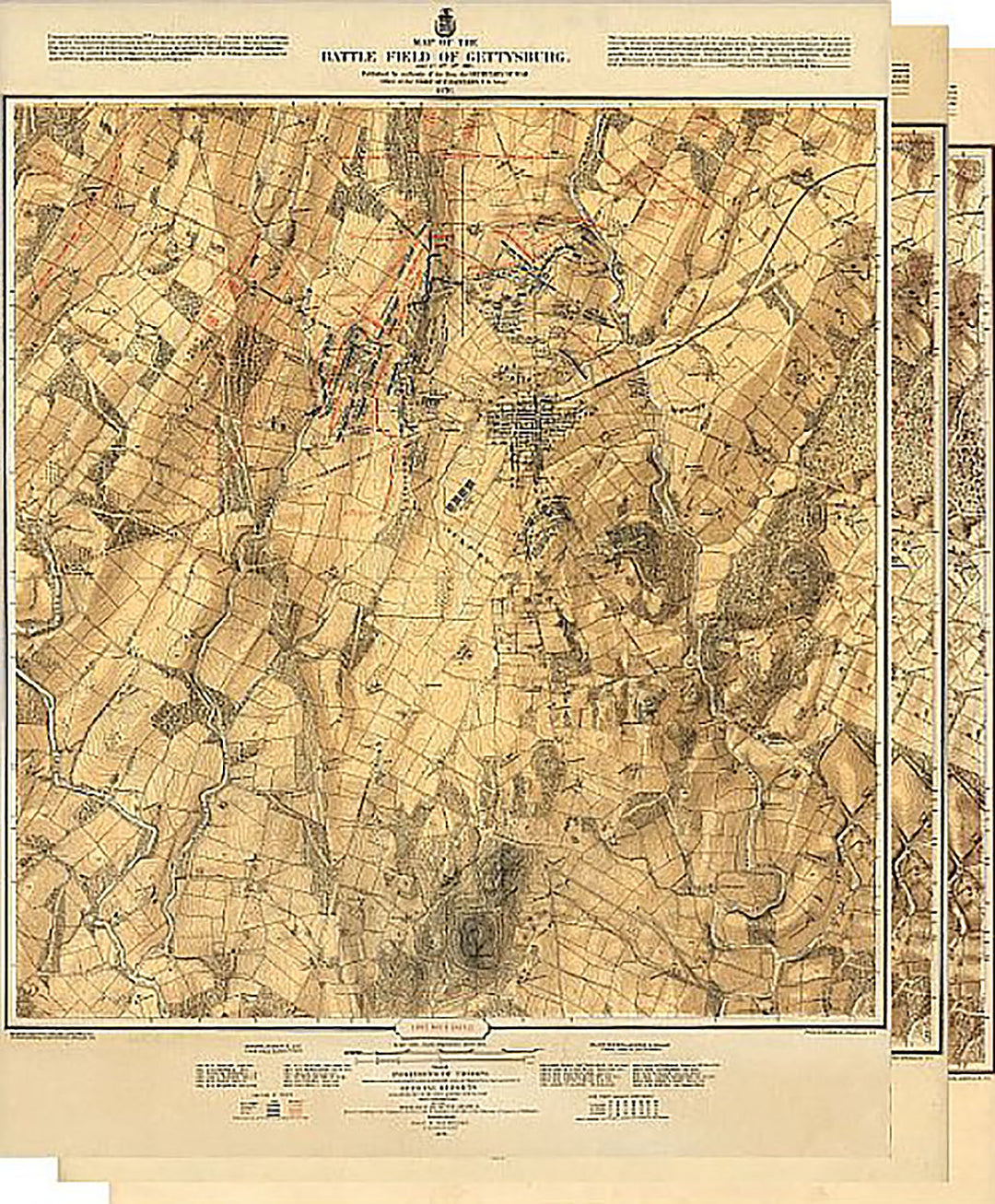 Maps of the battlefield of Gettysburg, July 1st, 2nd &amp; 3rd, 1863 (3-map set)