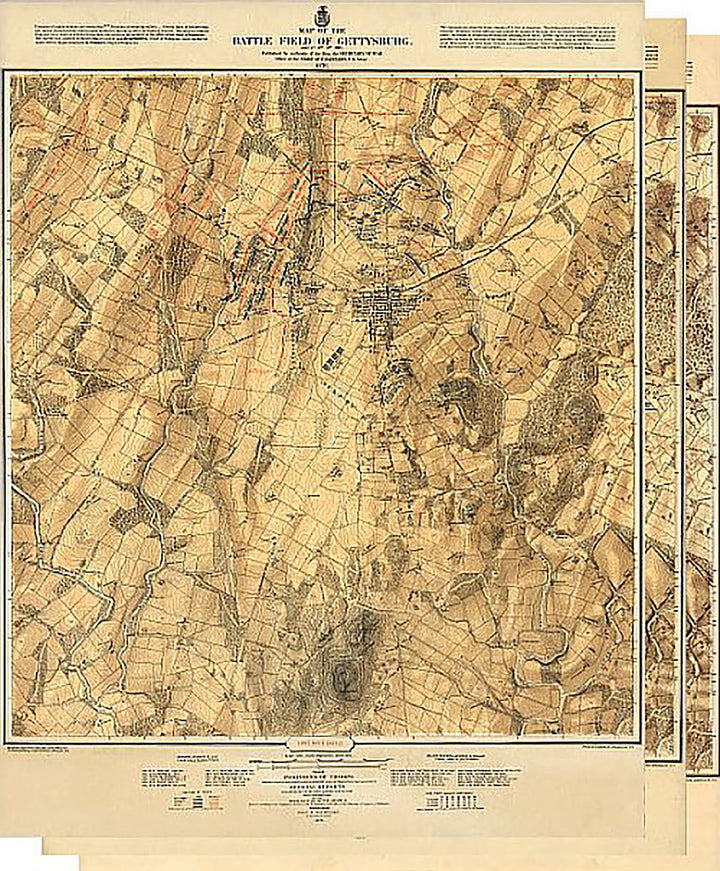 Maps of the battlefield of Gettysburg, July 1st, 2nd &amp; 3rd, 1863 (3-map set)
