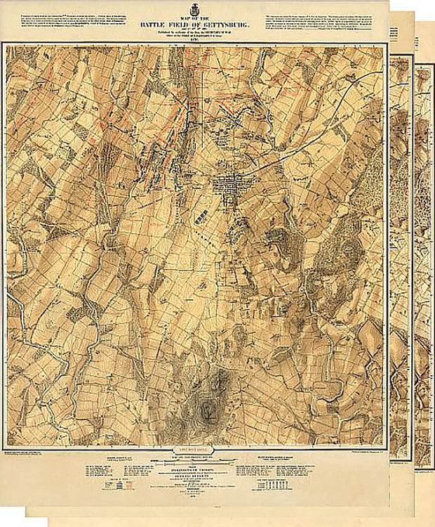 Maps of the battlefield of Gettysburg, July 1st, 2nd & 3rd, 1863 (3-map set)