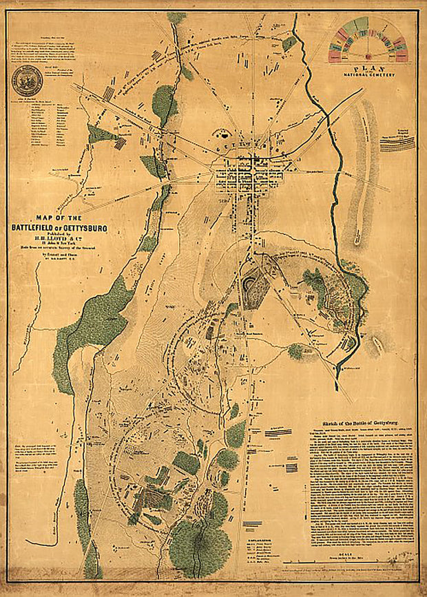 Map of the battlefield of Gettysburg by S. G. Elliott, 1864