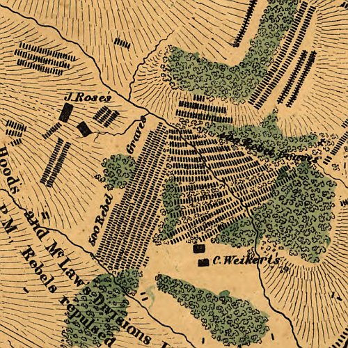 Map of the battlefield of Gettysburg by S. G. Elliott, 1864