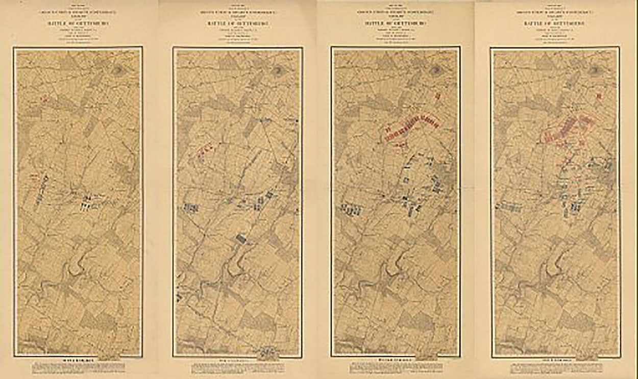 Map of the field of operations of Gregg's (Union) & Stuart's (Confederate) cavalry at the battle of Gettysburg, July 3rd, 1863