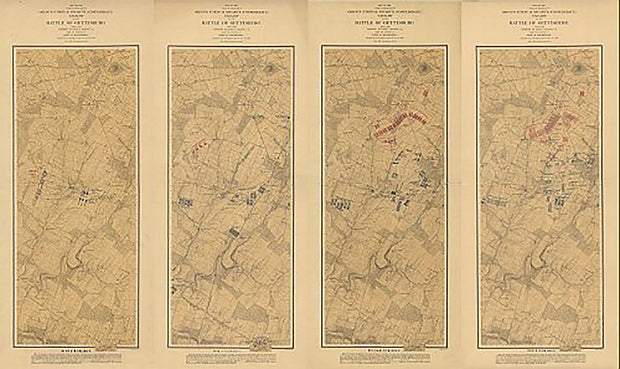 Map of the field of operations of Gregg's (Union) & Stuart's (Confederate) cavalry at the battle of Gettysburg, July 3rd, 1863