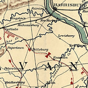 Position of Union and Confederate armies on the morning of July 1, 1863