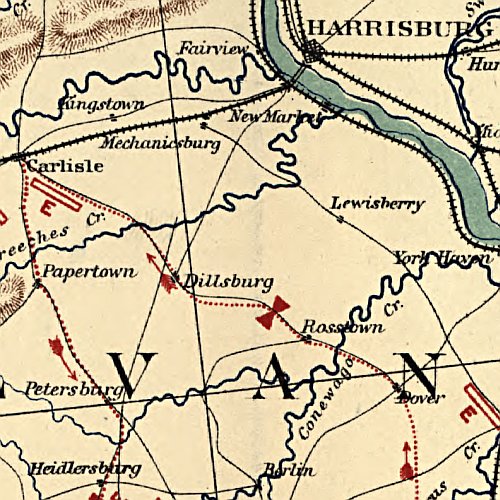 Position of Union and Confederate armies on the morning of July 1, 1863