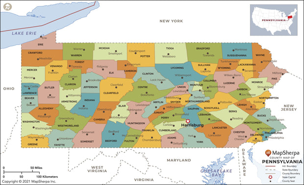 Pennsylvania County Map