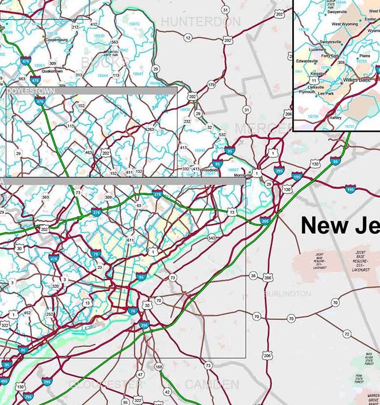 Premium Style Wall Map of Pennsylvania