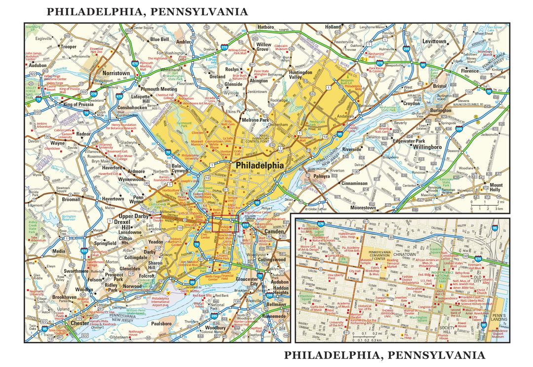 Philadelphia Major Arterial Wall Map