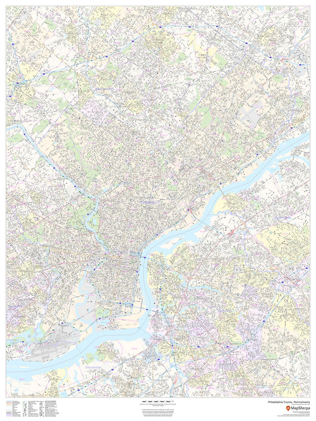 Philadelphia County Wall Map