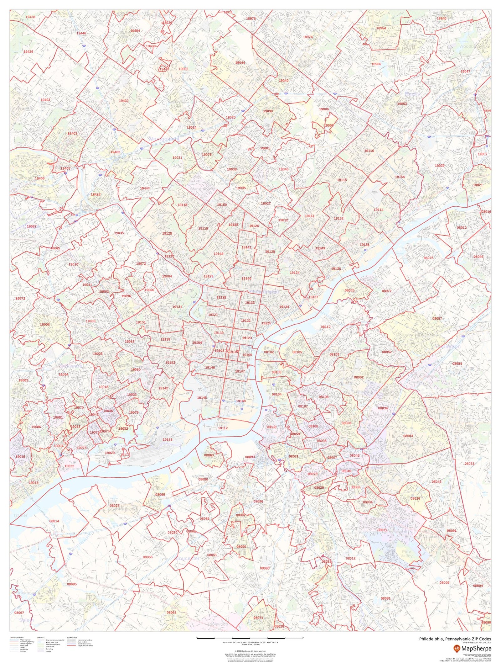 Philadelphia Zip Code Map