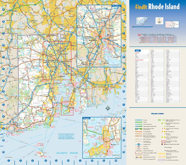 Rhode Island Wall Map by Globe Turner